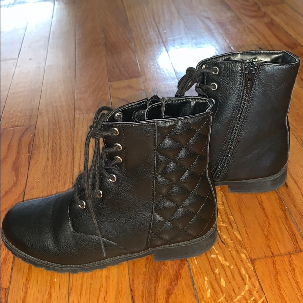 Girls cute black combat boots